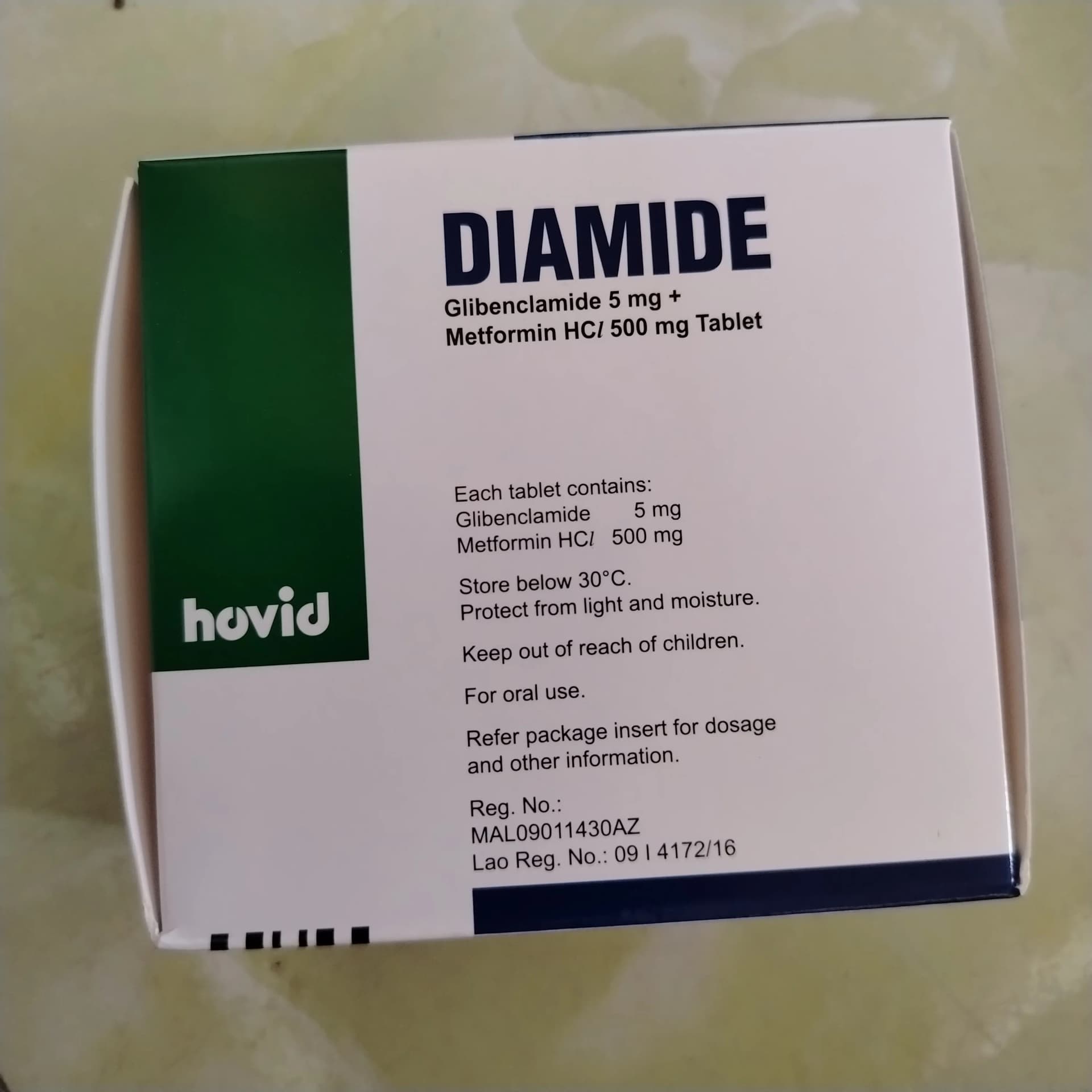 Diamide Glibenclamide 5mg + Metformin HCl 500mg