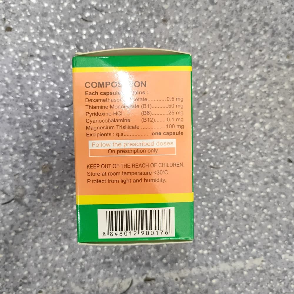 Rhumadol Dexamethasone 0.5 mg, B1 50 mg, B6 25 mg, B12 100 mcg, Magnesium Trisilicate 200 mg per capsule