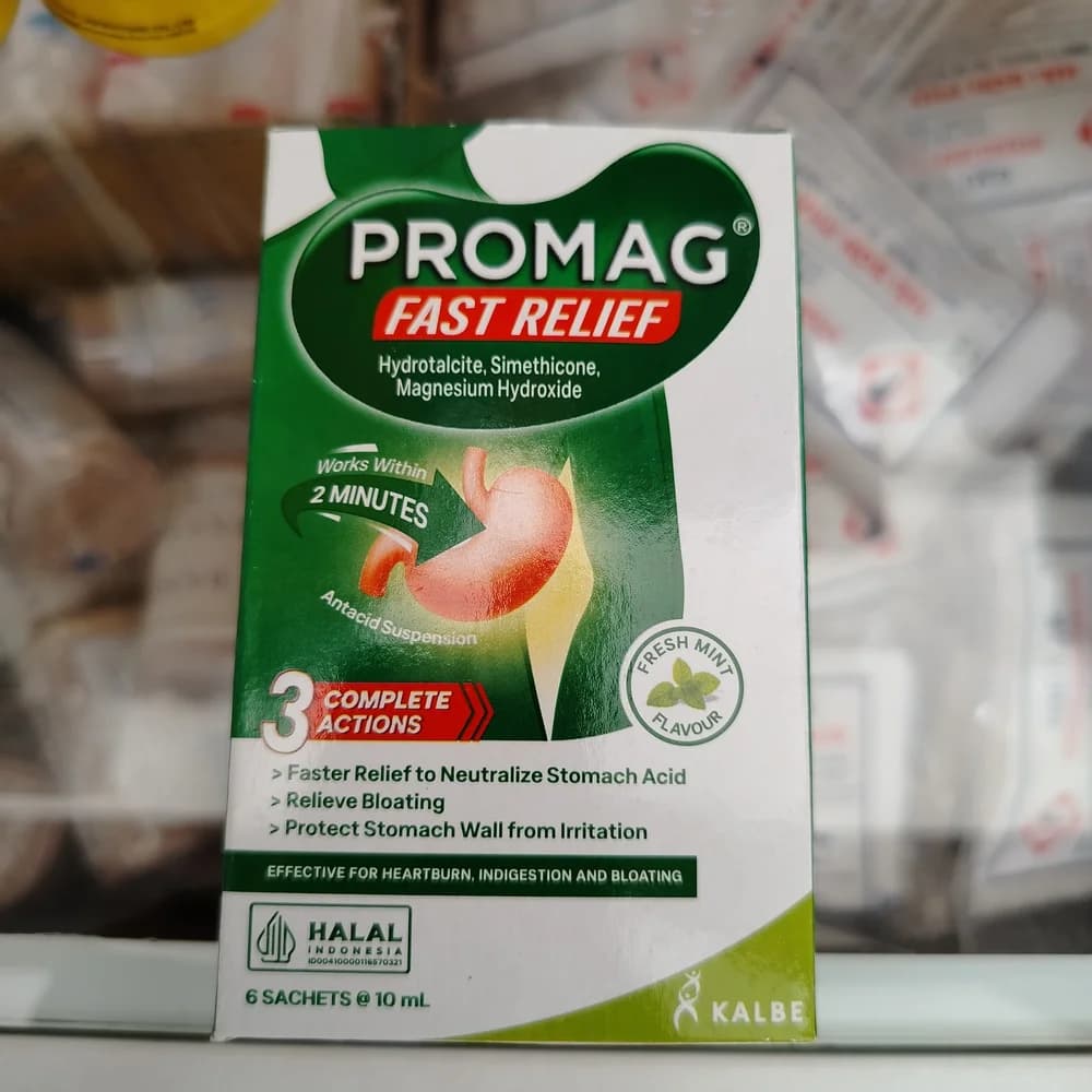 Promag Fast Relief Antacid Suspension (Fresh Mint Flavor) 10 mL per sachet