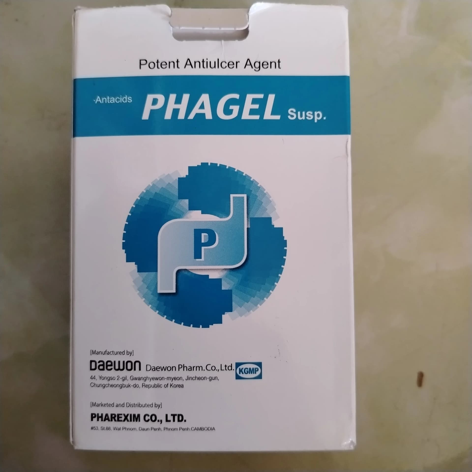 Phagel Oxethazaine 20mg, Dried aluminum hydroxide gel 582mg, Magnesium hydroxide 196mg per 10mL pouch