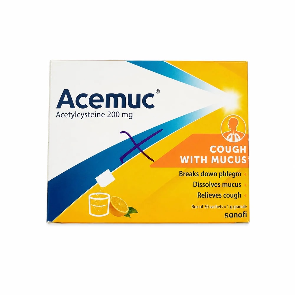 Acemuc Acetylcysteine 200 mg per sachet - Preah Chan Tep Pharmacy