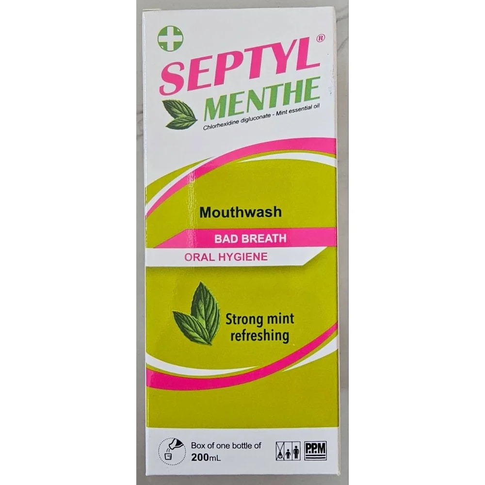 Septyl Menthe Chlorhexidine digluconate 20% 1 mL + mint essential oil 0.5 mL per 200 mL - TRAM NEAK PHARMCY