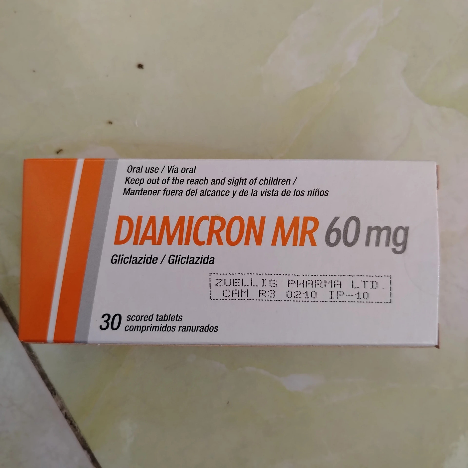 Diamicron MR 60mg 60mg - Phal Cham Rouen