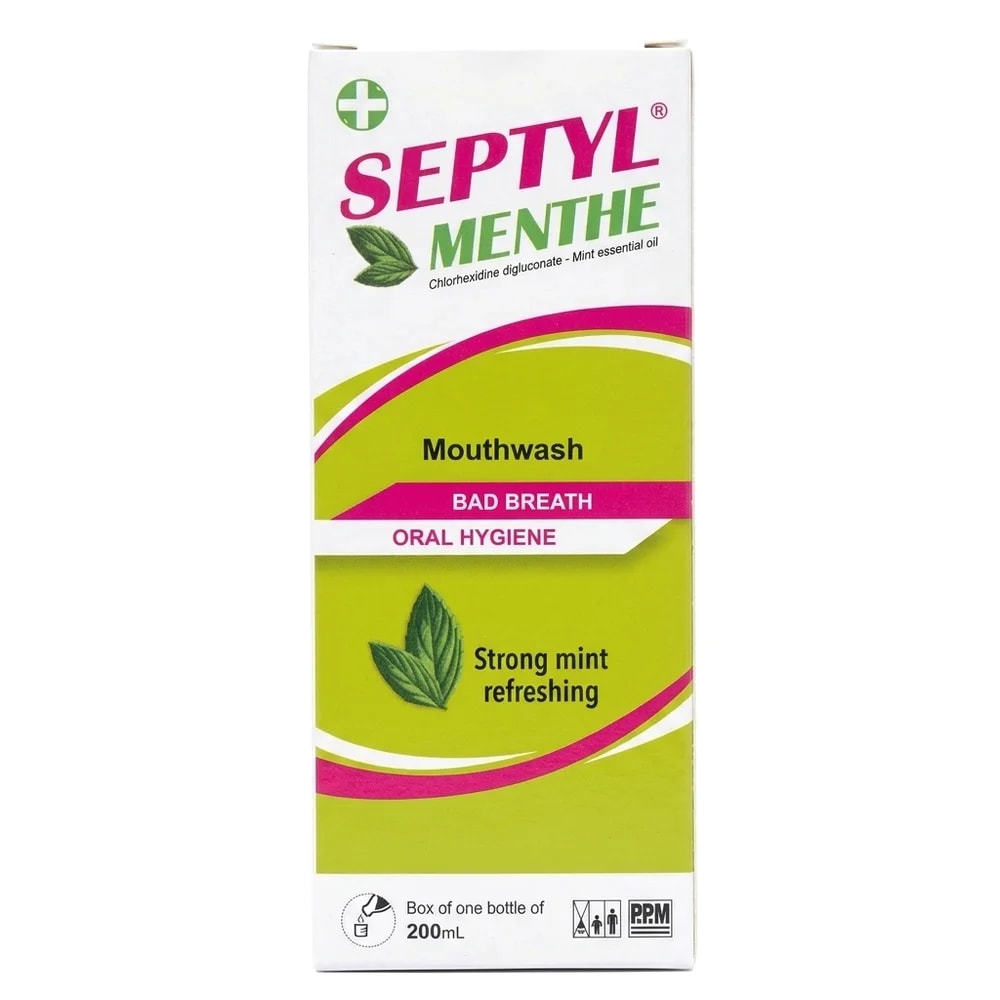 Septyl Menthe Mouthwash 200 ml 0.1% chlorhexidine digluconate (1 mL of 20% solution per 200 mL) - ហ្វាម៉ាសង់តេ