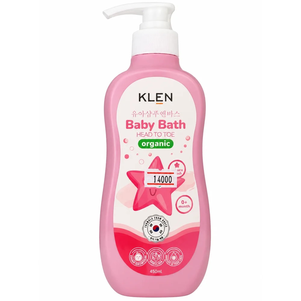 KLEN Baby Bath Head to Toe Organic Sakura Fresh 450 ml - Pharmacy Krech hong