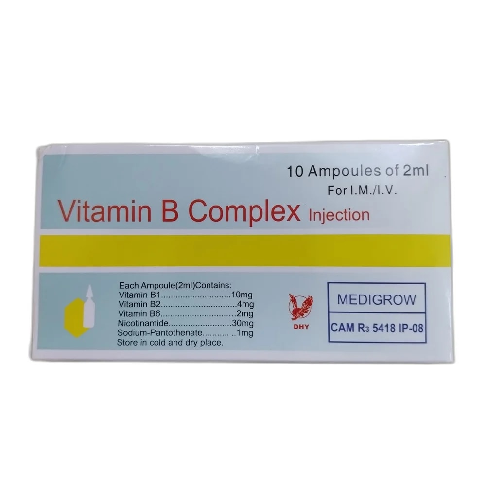 Vitamin B Complex 10 mg / 4 mg / 2 mg / 30 mg / 1 mg per 2 ml - PHARMACIE LA BELLE PHARMA