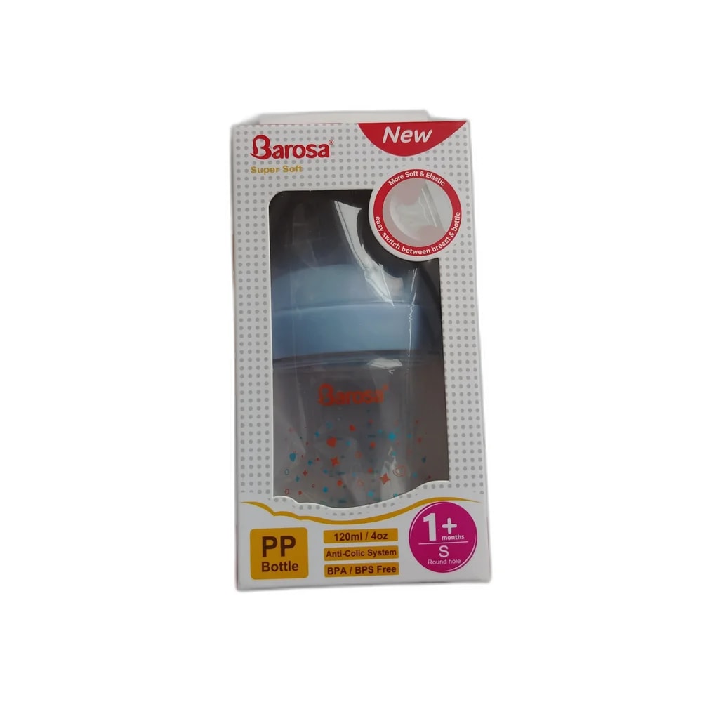 Barosa Super Soft PP Bottle 120ml (4oz, S Round Hole, 1m+) 120 ml - PHARMACIE RATANAK