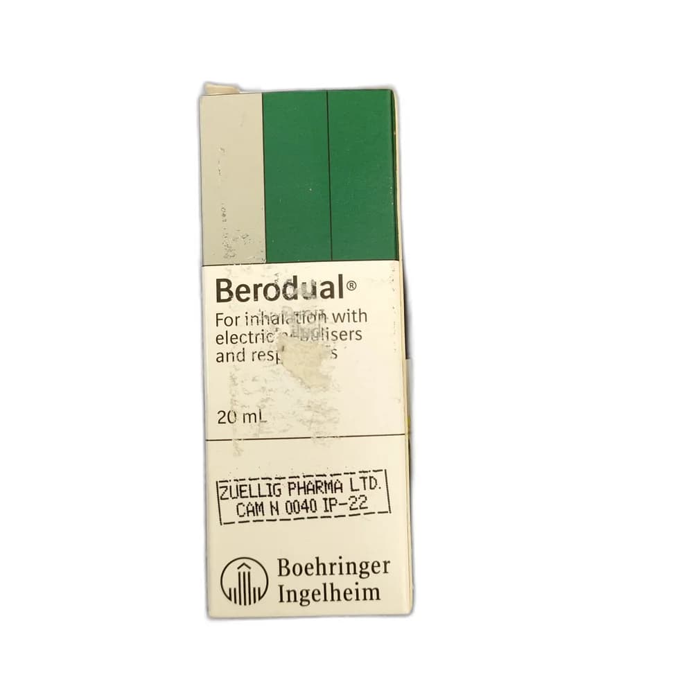 Berodual Ipratropium bromide 0.25 mg/mL + Fenoterol HBr 0.5 mg/mL, 20 mL nebuliser solution