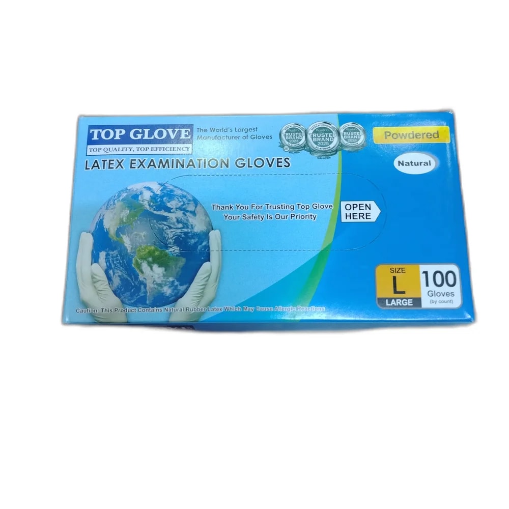 Top Glove Latex Examination Gloves Size Large; 100 gloves per box - PHARMA ASSIST PHARMACY