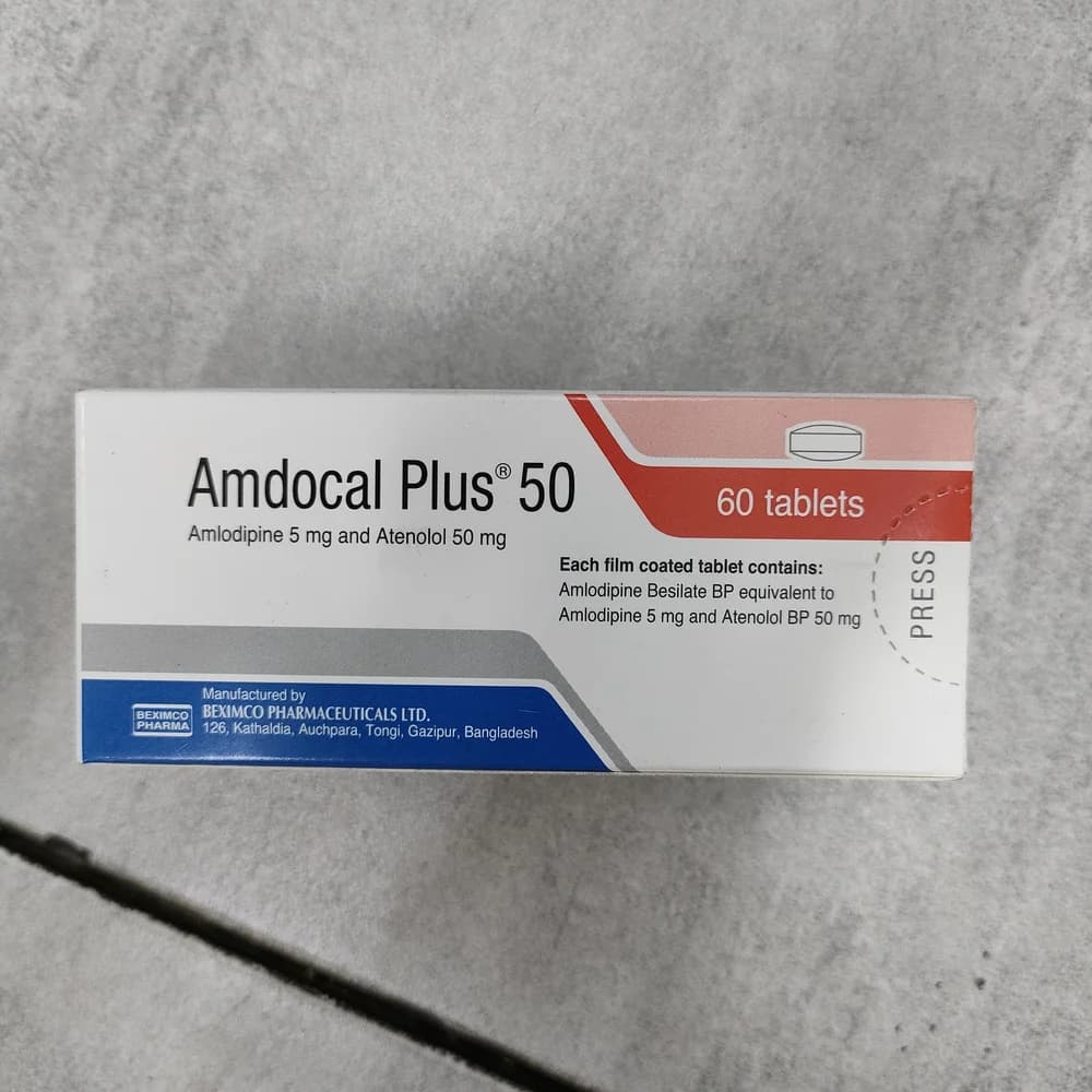 Amdocal Plus 50 Amlodipine 5 mg + Atenolol 50 mg