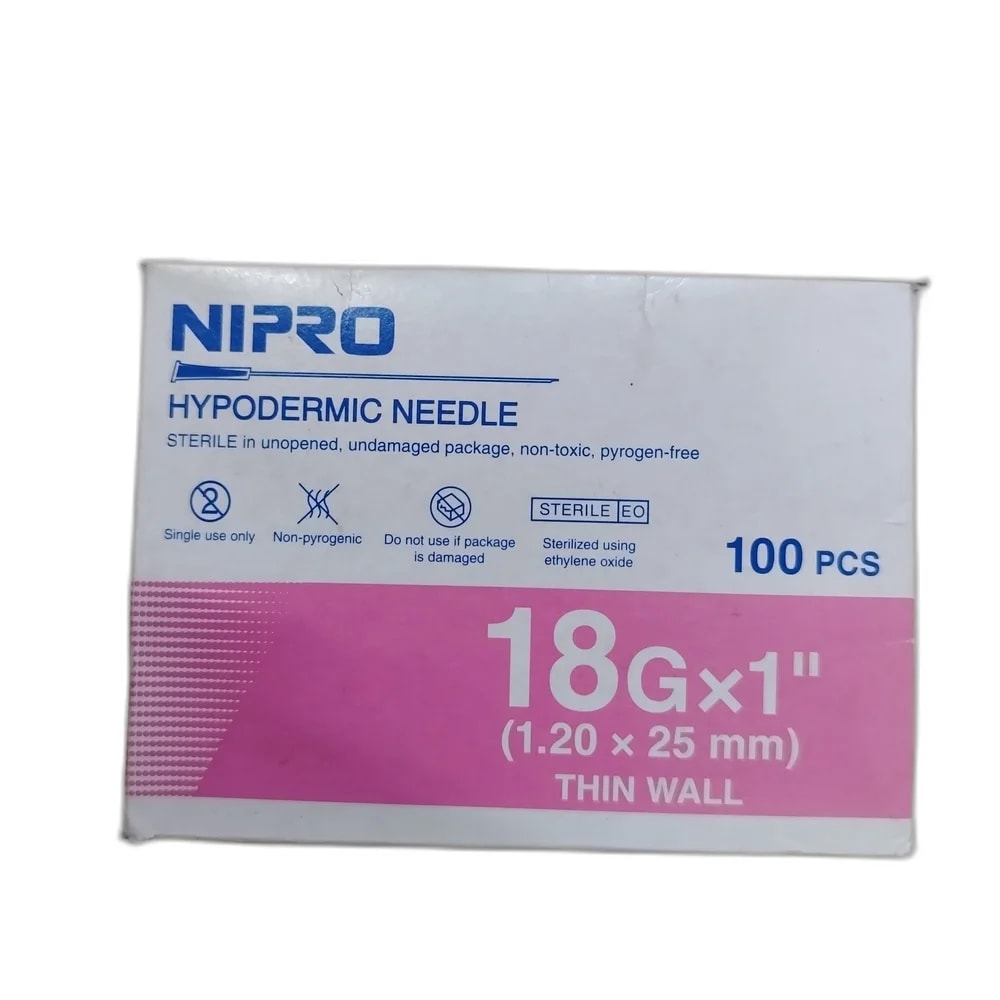 Nipro Hypodermic Needle 18G x 1" (1.20 x 25 mm) - PHARMACIE LA BELLE PHARMA