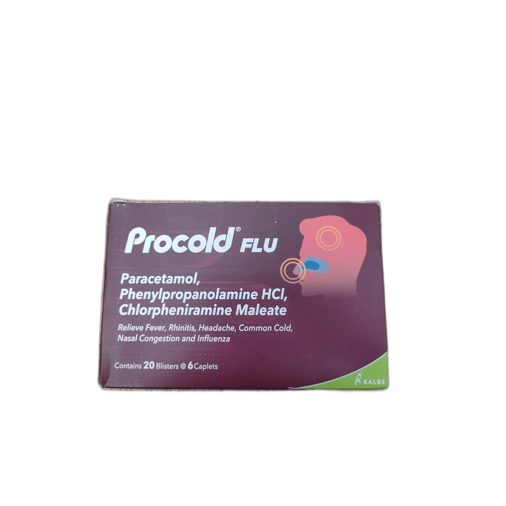 Procold FLU Per caplet: Paracetamol 500mg + Phenylpropanolamine HCl 15mg + Chlorpheniramine maleate 2mg - PHARMARCY DARA RAKSMEY KOK CHAMBOK