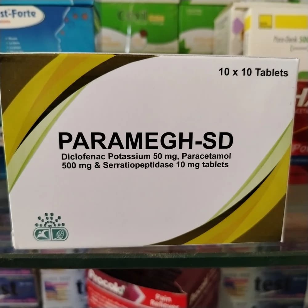Paramegh-SD Diclofenac potassium 50 mg / Paracetamol 500 mg / Serratiopeptidase 10 mg