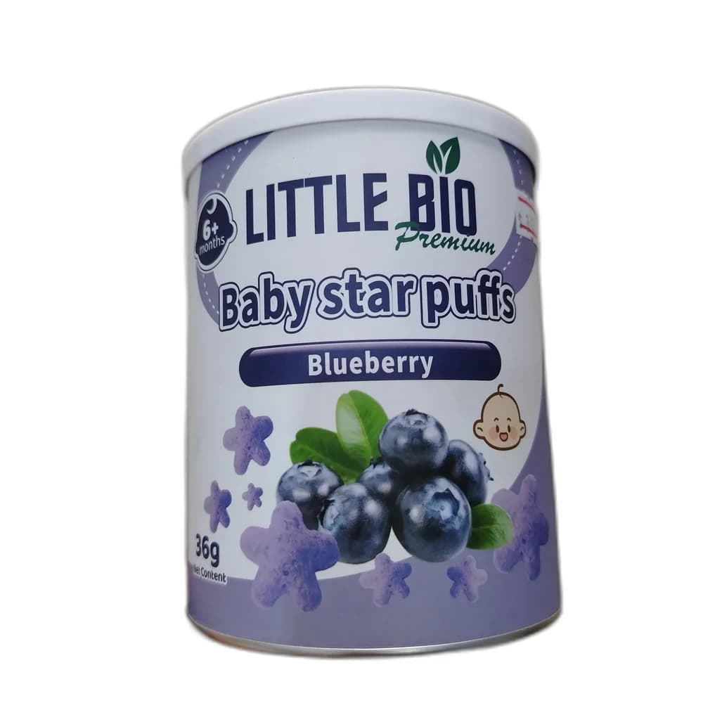 Little Bio Premium Baby Star Puffs Blueberry 36 g