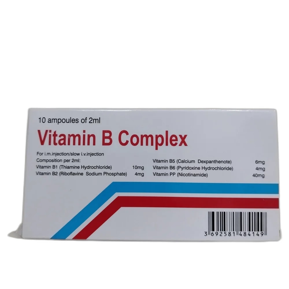 Vitamin B Complex 10 mg / 4 mg / 6 mg / 4 mg / 40 mg per 2 ml - PHARMACIE LA BELLE PHARMA