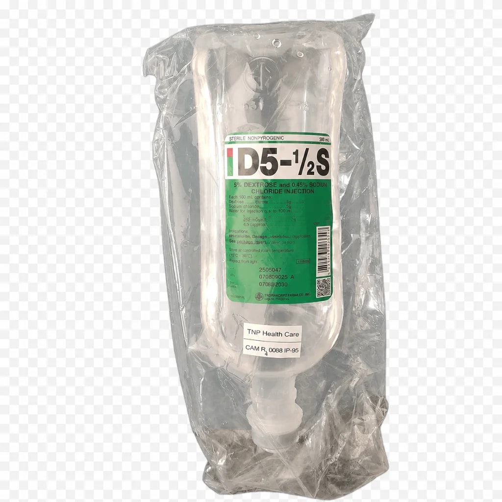 D5-1/2S Dextrose 5% / Sodium chloride 0.45%, 500 mL - PHARMACIE PUNLEU SOKPHEAP II