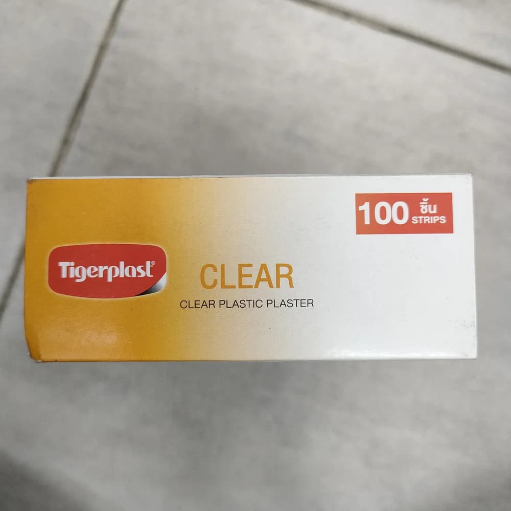Tigerplast Clear Plastic Plasters Clear plastic adhesive plaster, 100 strips per box