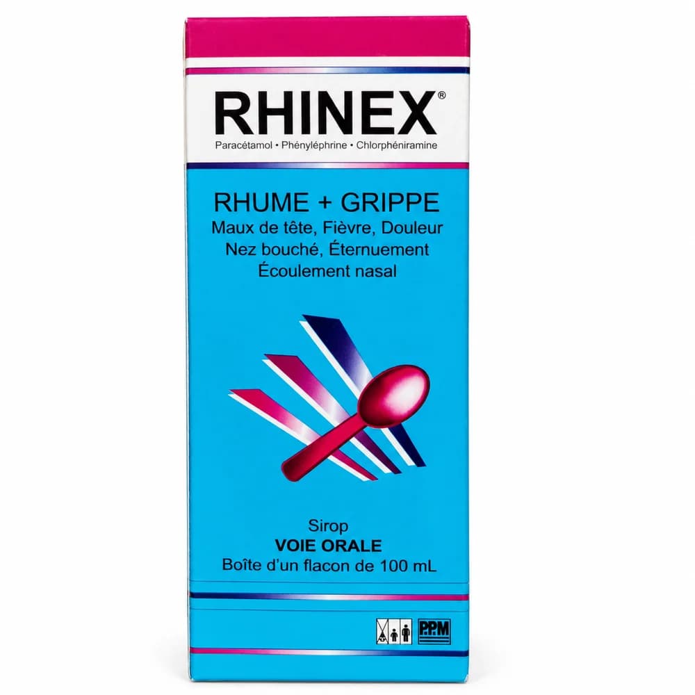 RHINEX Per 5 mL: Paracetamol 100 mg / Phenylephrine hydrochloride 2.5 mg / Chlorpheniramine maleate 0.33 mg