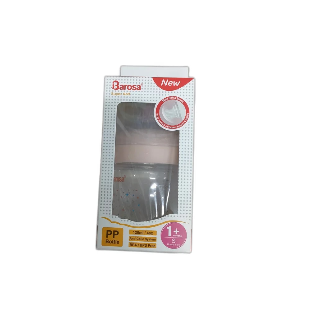 Barosa Super Soft PP Feeding Bottle 120 ml / 4 oz, S nipple, 1+ month - Depot de Pharmacie B Rotha