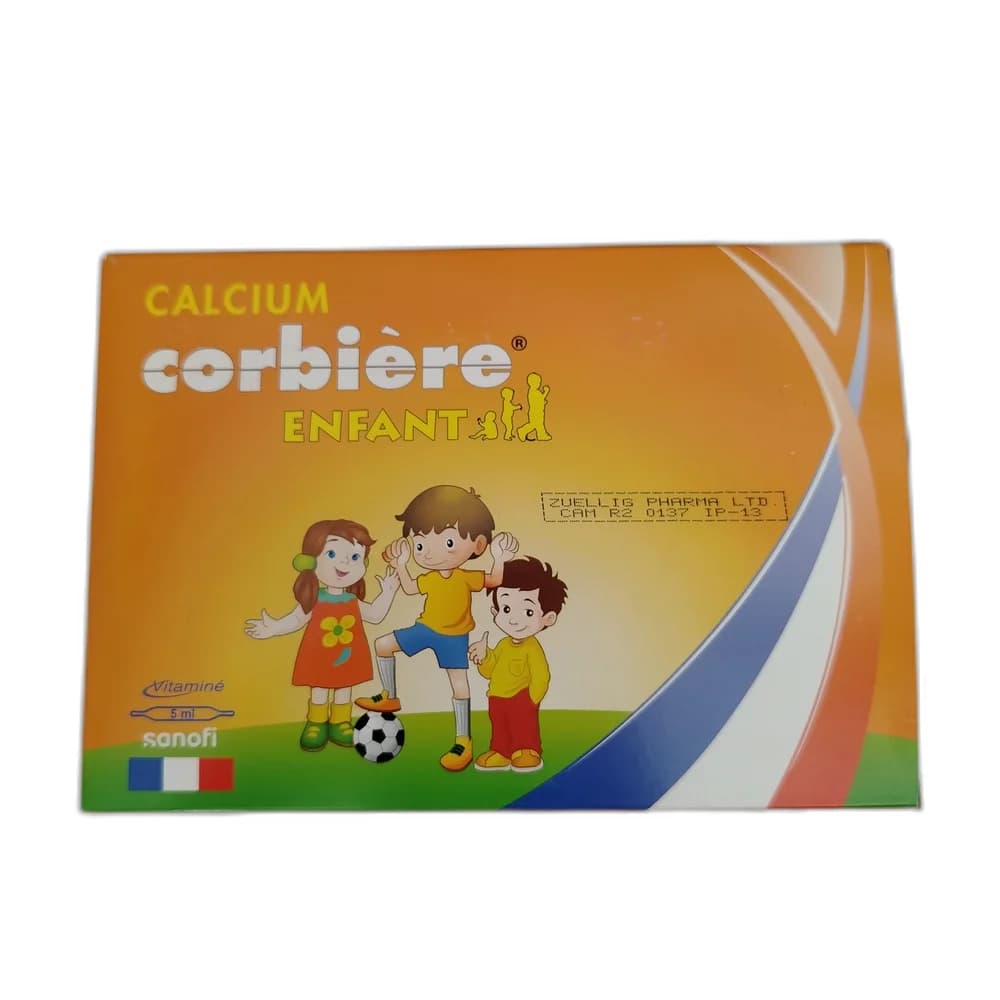 Calcium Corbière Enfant Calcium glucoheptonate 0.550 g / Vitamin C 0.050 g / Vitamin PP 0.025 g per 5 mL