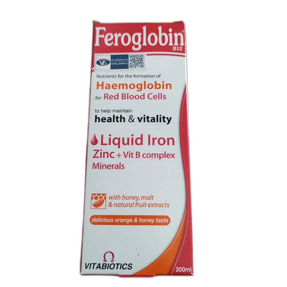 Feroglobin B12 Iron 3 mg, Zinc 3 mg, Vitamin B12 5 mcg, Folic Acid 50 mcg per 5 ml (one teaspoon)