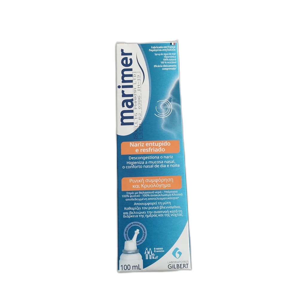 Marimer Blocked Nose and Cold Hypertonic seawater equivalent to 22 g/L NaCl, 100 mL - SUKHA PHARMACY