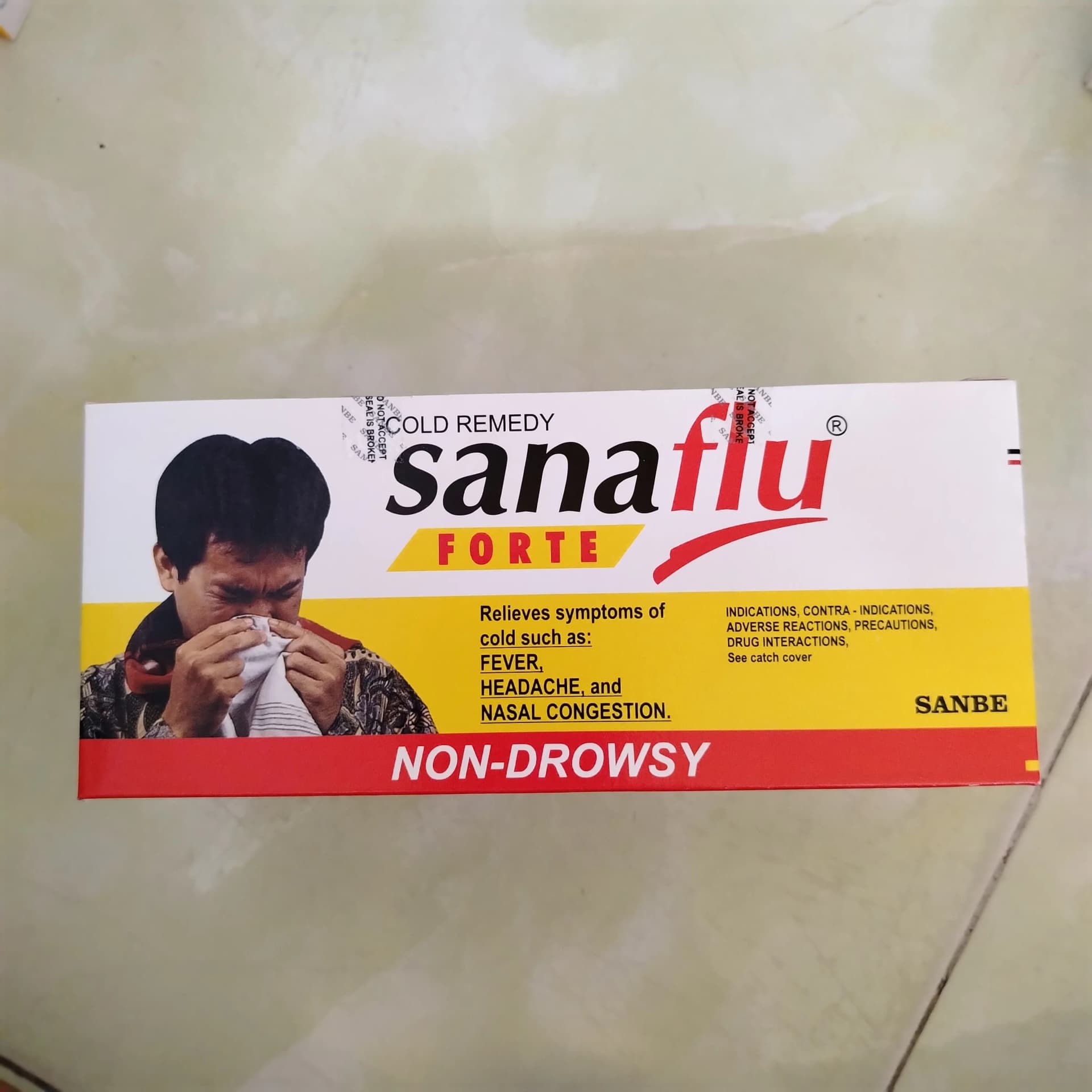 Sanaflu Forte Per caplet: Paracetamol 500mg + Pseudoephedrine HCl 30mg + Chlorphenamine Maleate 2mg