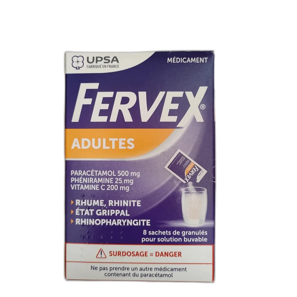 Fervex Adultes Paracetamol 500 mg / Pheniramine 25 mg / Vitamin C 200 mg per sachet