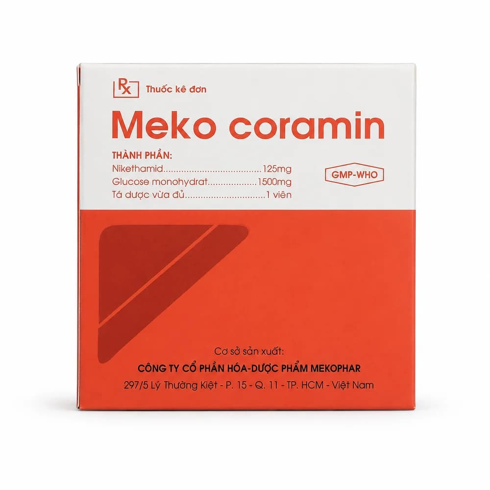 Meko Coramin Nikethamide 125 mg / Glucose monohydrate 1500 mg tablets
