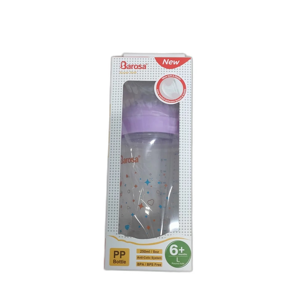 Barosa Super Soft PP Feeding Bottle 250 ml / 8 oz, L nipple, 6+ months - Depot de Pharmacie B Rotha