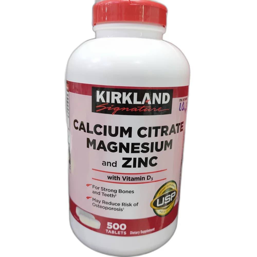 Kirkland Signature Calcium Citrate Magnesium and Zinc with Vitamin D3 Calcium 500 mg + Magnesium 80 mg + Zinc 10 mg per 2 tablets