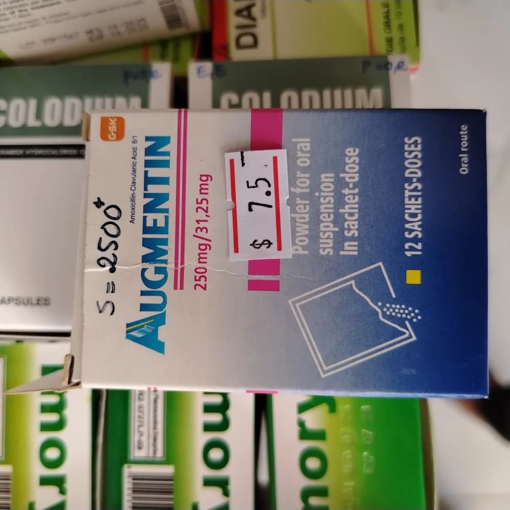 Augmentin Amoxicillin 250 mg + Clavulanic acid 31.25 mg per sachet