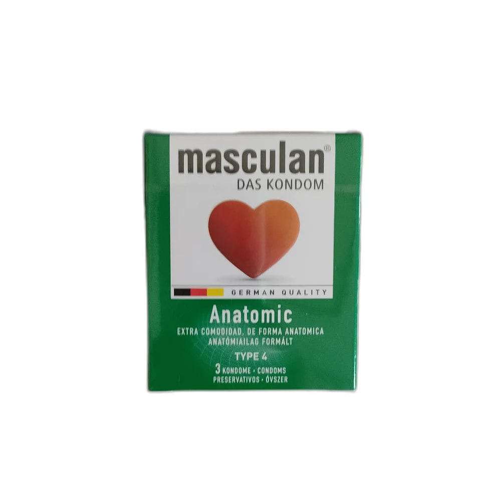 Masculan Anatomic Type 4 Condoms 53 ± 1 mm, anatomical shape, 3 condoms - SUKHA PHARMACY