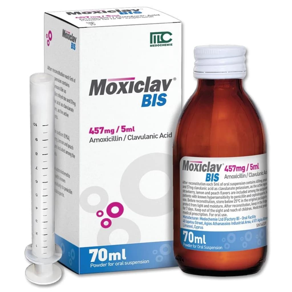 Moxiclav 5ml Amoxicillin 250mg + Clavulanic Acid 62.5mg per 5ml