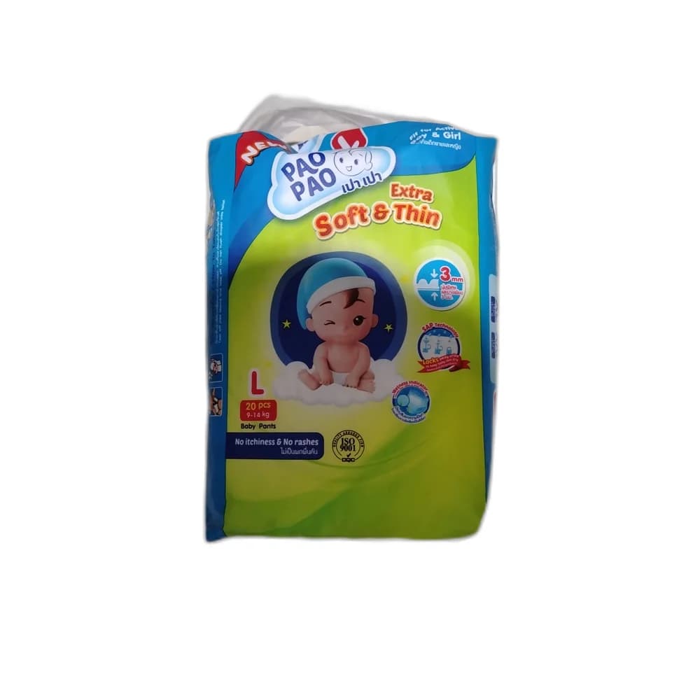 Pao Pao Extra Soft & Thin Baby Pants (Size L, 20 pcs) Size L (9-14 kg), 20 pcs