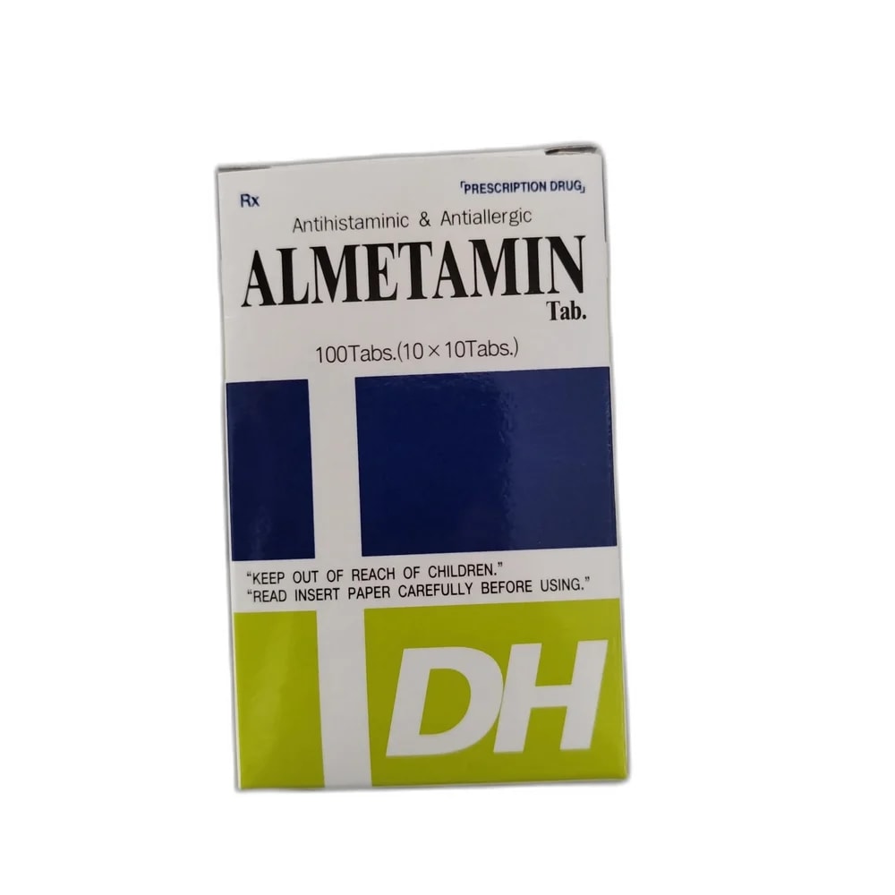 Almetamin Betamethasone 0.25 mg + Dexchlorpheniramine maleate 2 mg per oval pink tablet (10 tabs/blister, 10 blisters/box) - Oudom Puthik Pharmacy