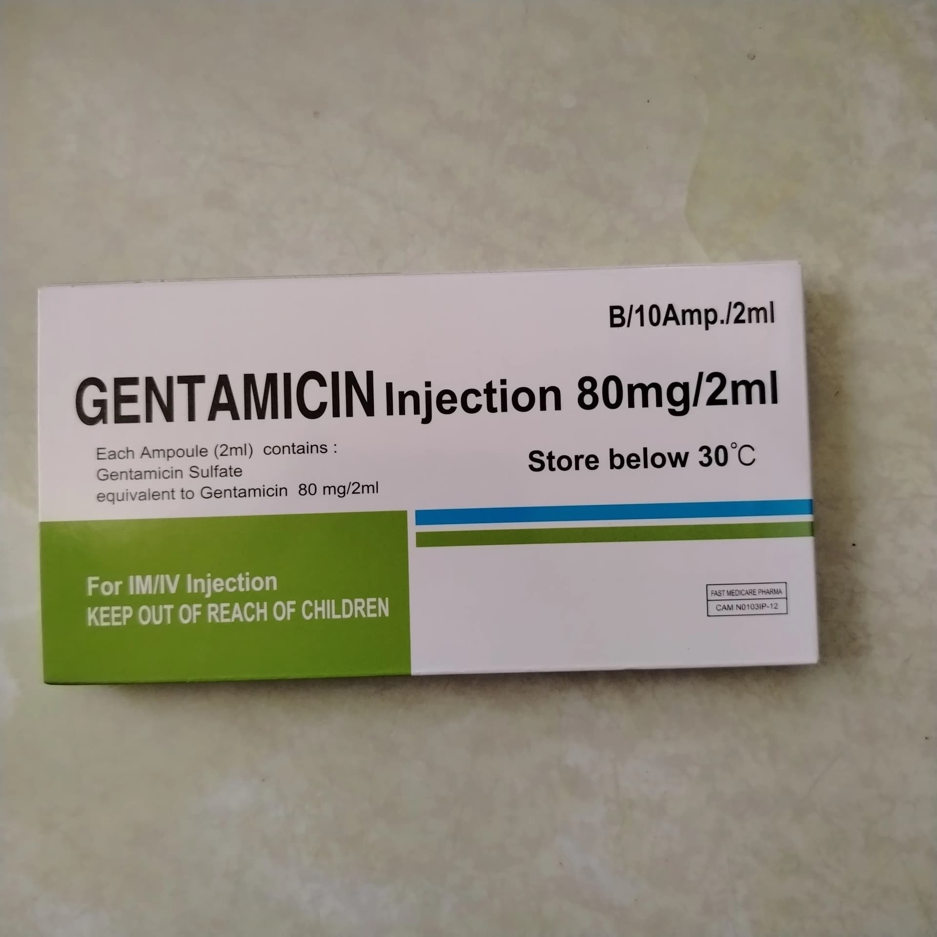Gentamicin Injection 80mg/2ml
