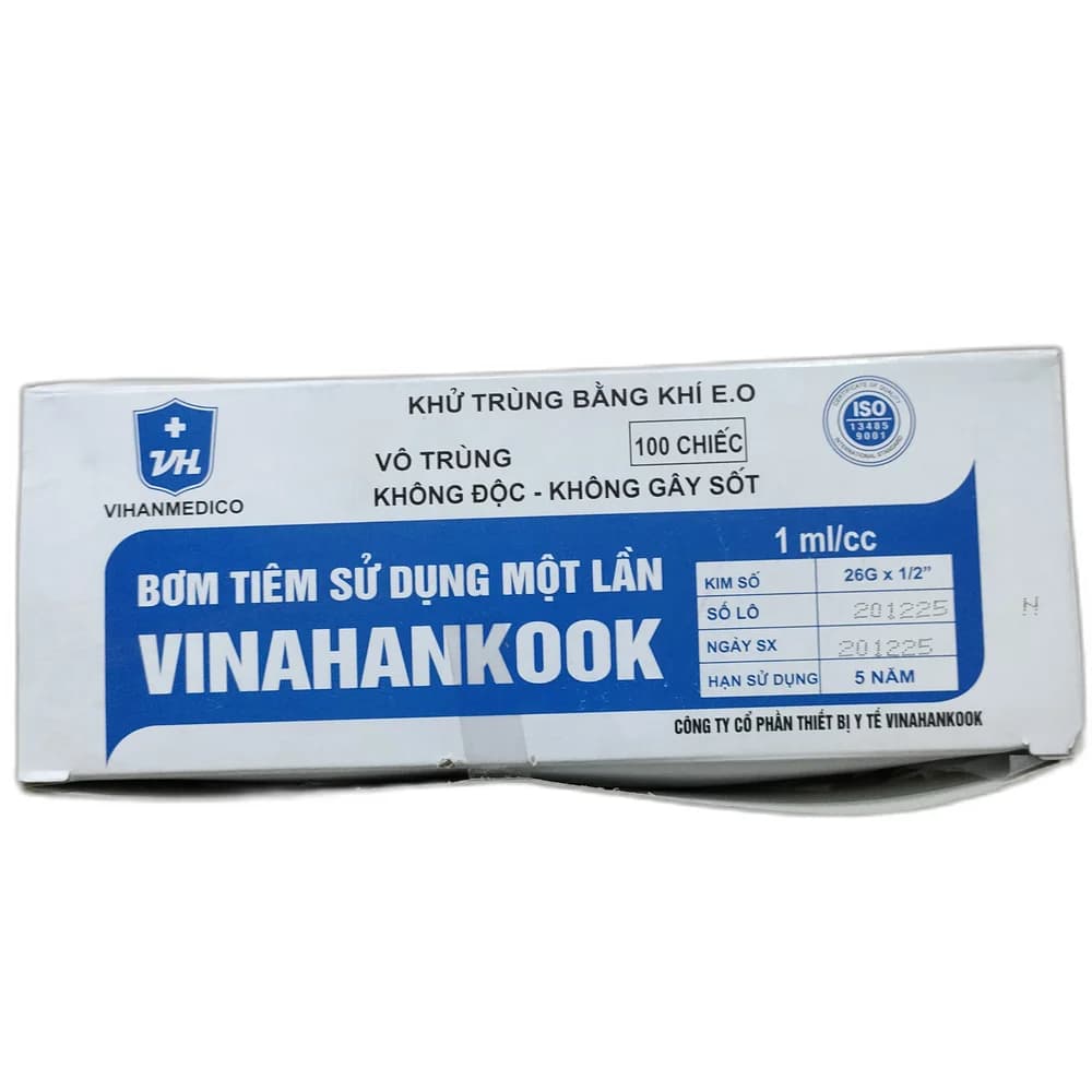 Vinahankook Disposable Syringe 1ml 1 ml, needle 26G x 1/2"