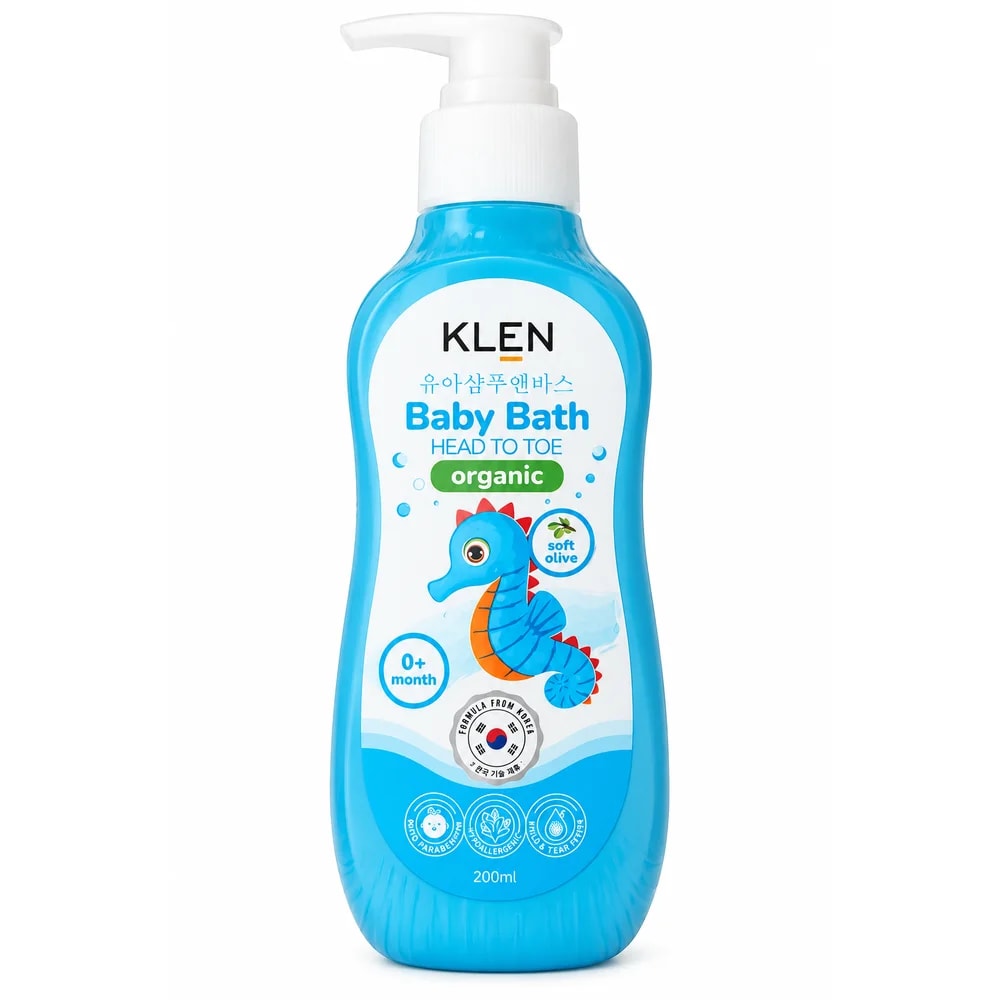 KLEN Baby Bath Head to Toe Organic Soft Olive 200 ml - Pharmacy Krech hong