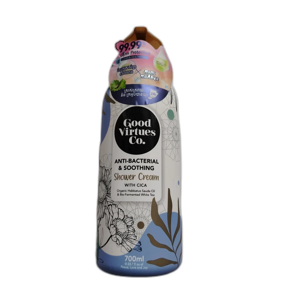 Good Virtues Co. Anti-Bacterial & Soothing Shower Cream with Cica (700 ml) 700 ml - PHARMACIE RATANAK