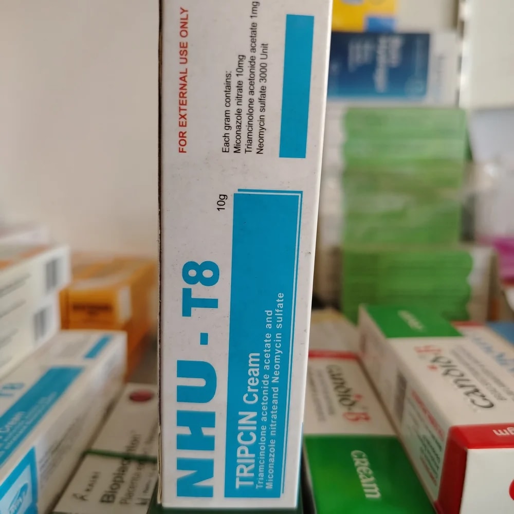 NHU-T8 Tripcin Triamcinolone acetonide acetate 1 mg + Miconazole nitrate 10 mg + Neomycin sulfate 3000 units per gram - CHEANIMUL PHARMACY