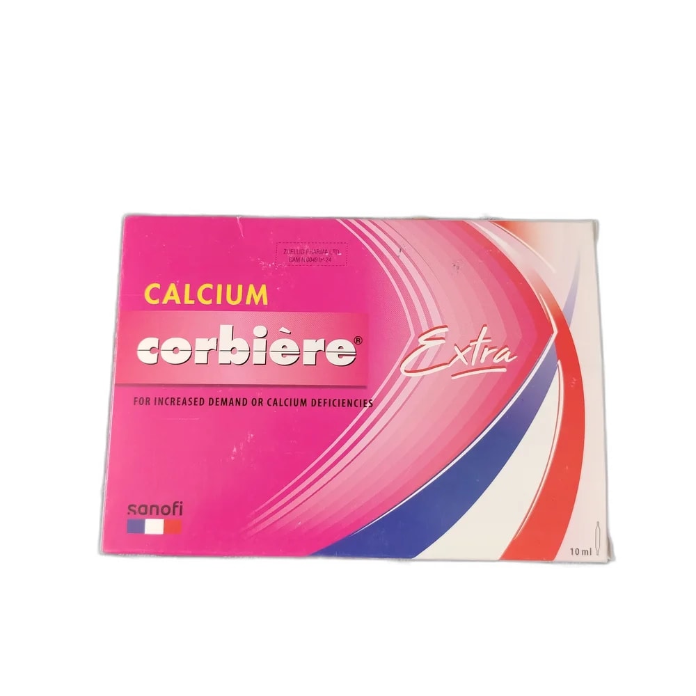 Calcium Corbiere Extra Calcium glubionate 2918.59 mg / Calcium lactobionate 639.83 mg per 10 mL ampoule - PHARMACIE RATANAK