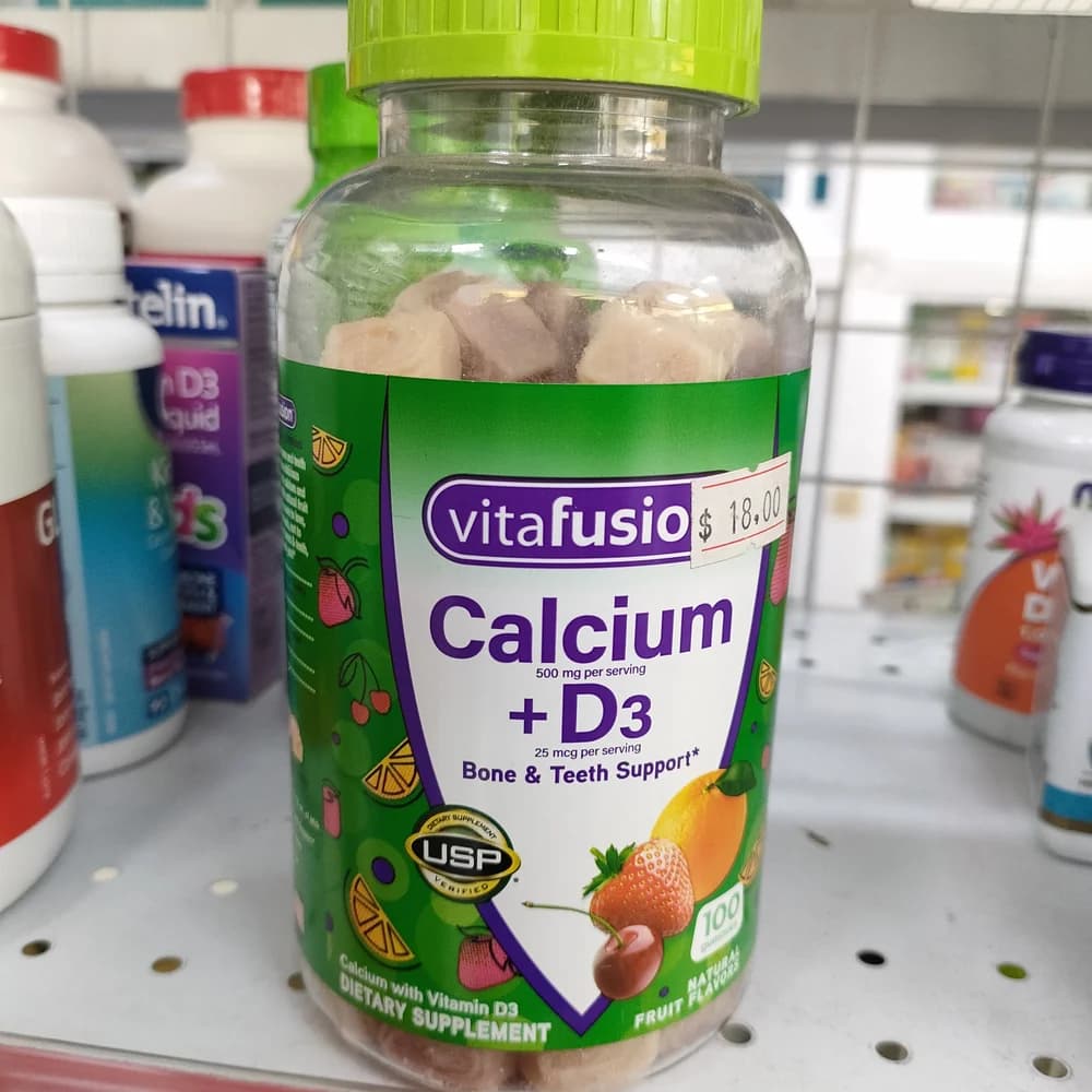 Vitafusion Calcium + D3 Gummies 500 mg calcium + 25 mcg vitamin D3 per serving (2 gummies)