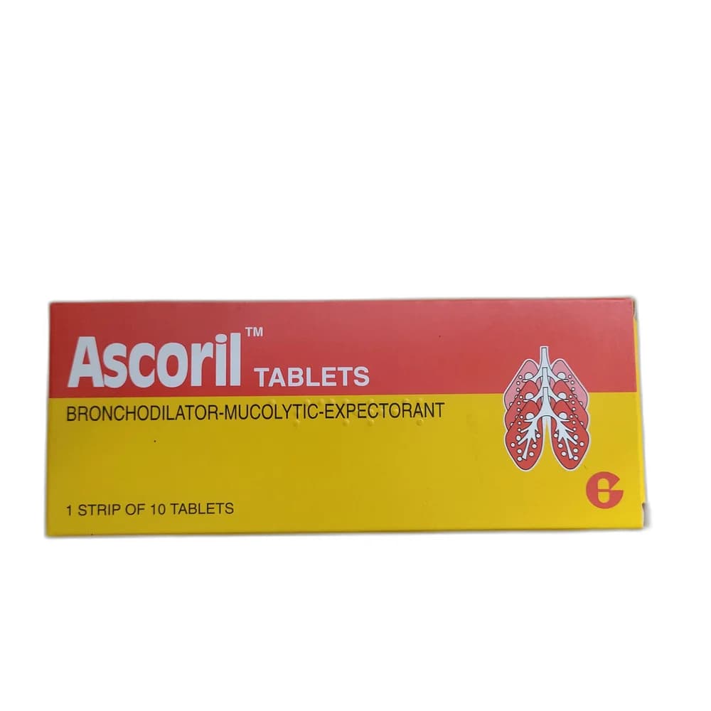 Ascoril Tablets Salbutamol 2 mg / Bromhexine 8 mg / Guaifenesin 100 mg