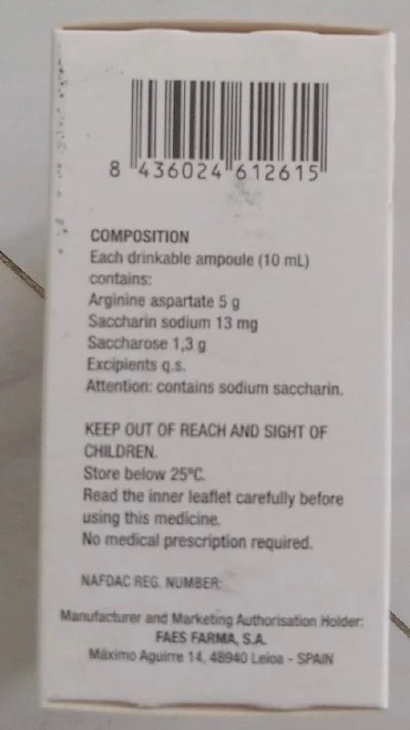 Arginine Aspartate Ampoule Arginine aspartate 5g, 10mL drinkable ampoule - แฑแแแแแแถแ แแทแแธแแฝแแแแธ105K