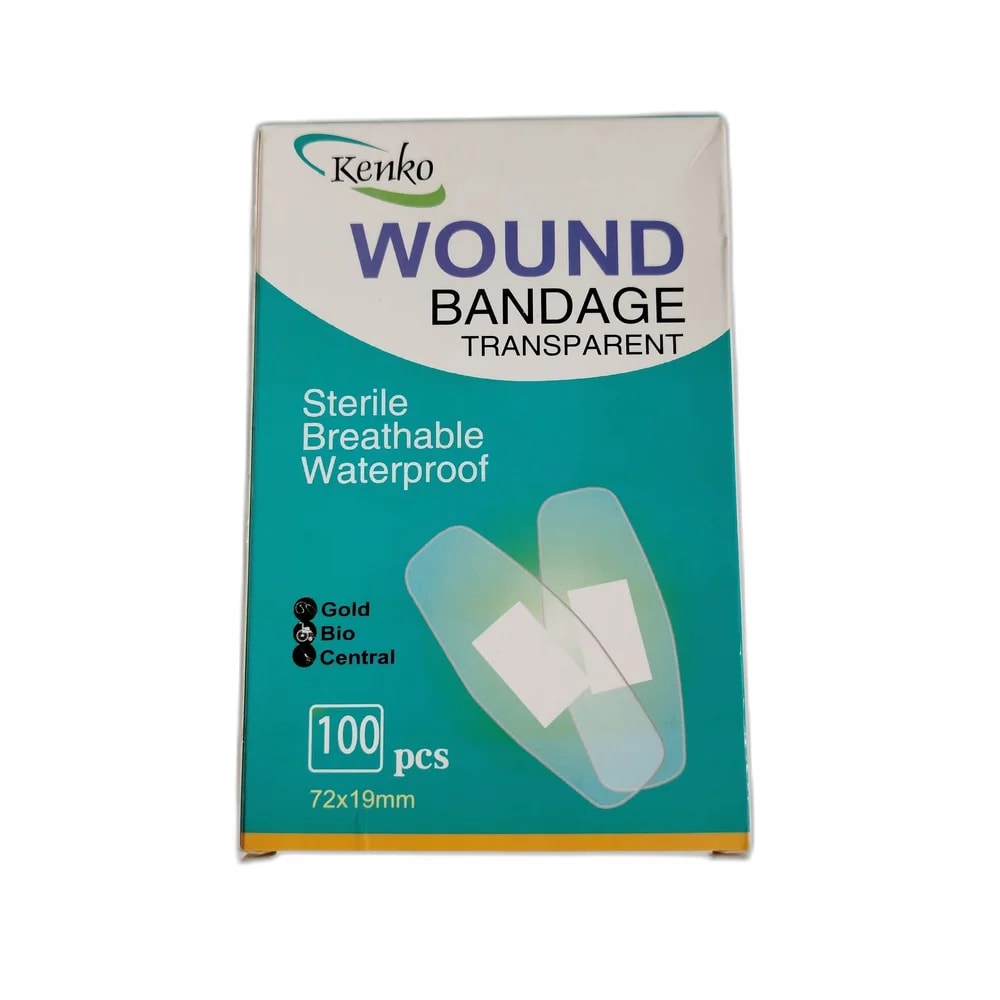 Kenko Wound Bandage Transparent 100 pieces, 72 x 19 mm - PHARMACIE RATANAK