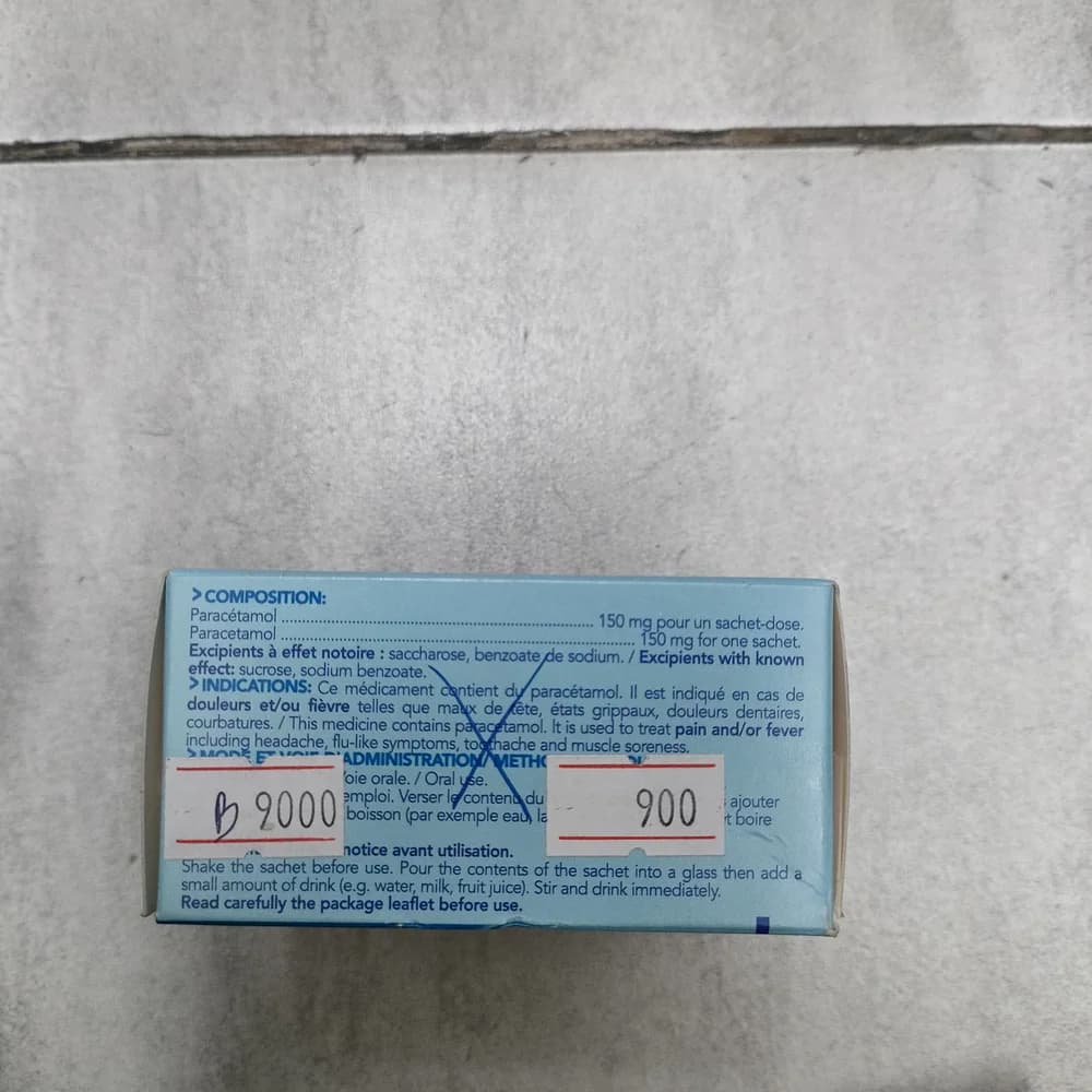 Rhino C.M.P 125 Paracetamol 125 mg, Chlorpheniramine maleate 0.25 mg, Ascorbic acid 67 mg per sachet