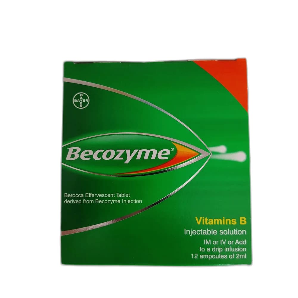 Becozyme B1 10 mg / B2 5.47 mg / B5 6 mg / B6 4 mg / PP 40 mg per 2 mL ampoule