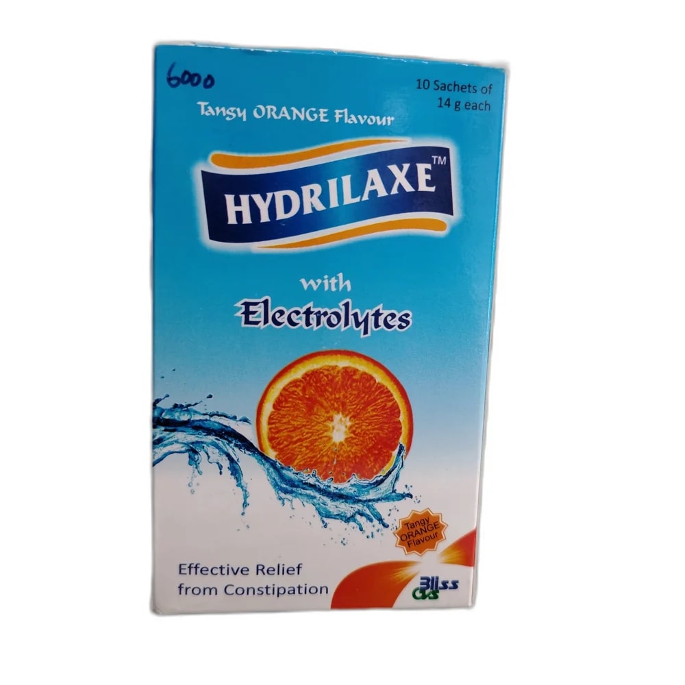 Hydrilaxe Per 14 g sachet: Macrogol 3350 BP 13.125 g, Sodium Chloride BP 350.70 mg, Sodium Bicarbonate BP 178.50 mg, Potassium Chloride BP 46.60 mg - PHARMA ASSIST PHARMACY
