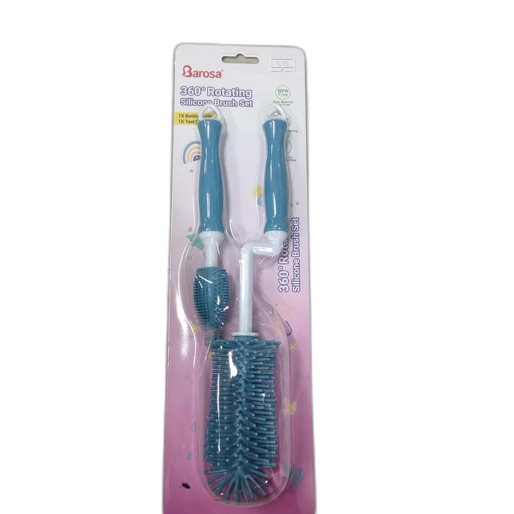 Barosa 360° Rotating Silicone Brush Set Bottle brush + teat brush